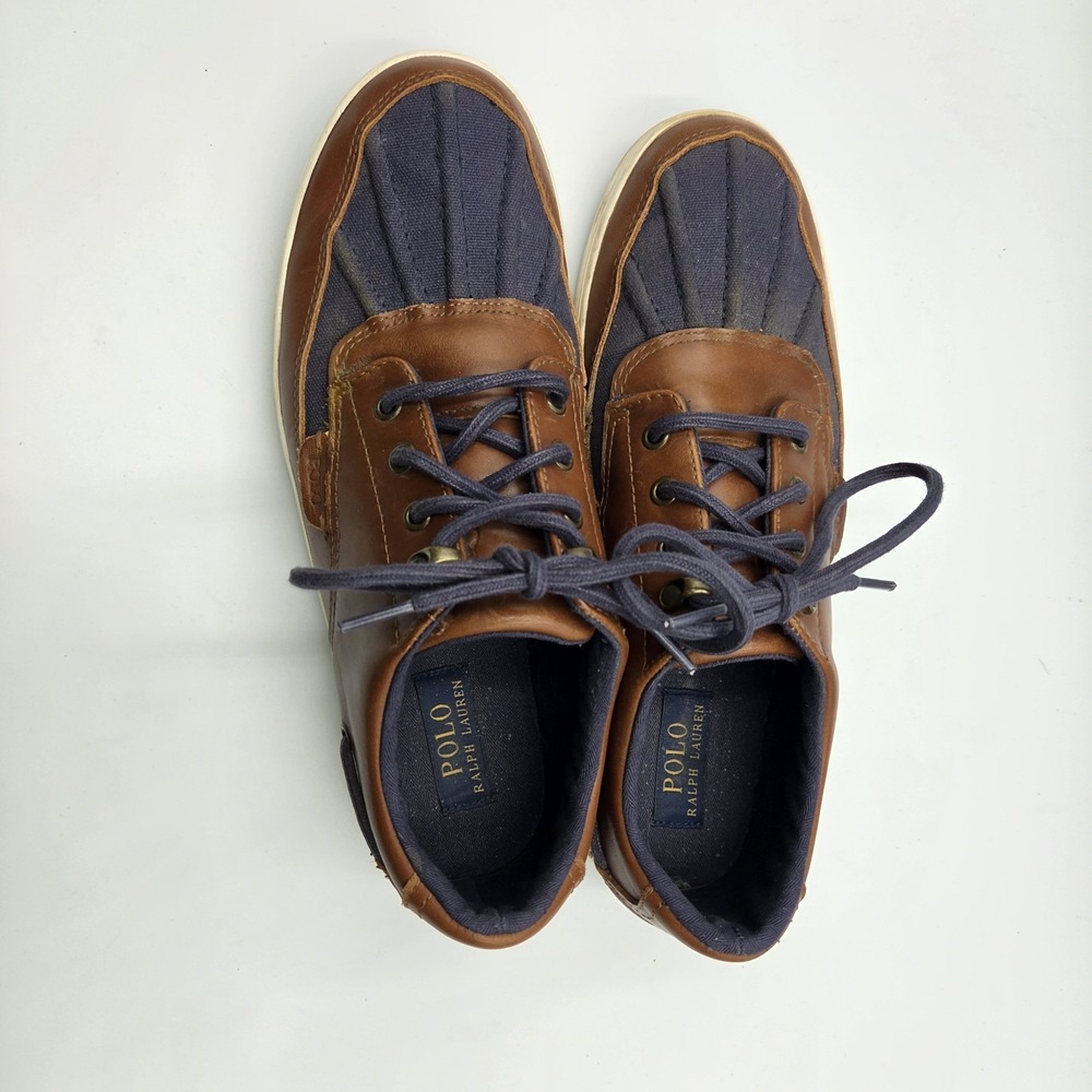 Polo Ralph Lauren Ramiro Canvas Sneaker Deck Shoe Navy Lace-up Nautical 10.5 D - Picture 5 of 9